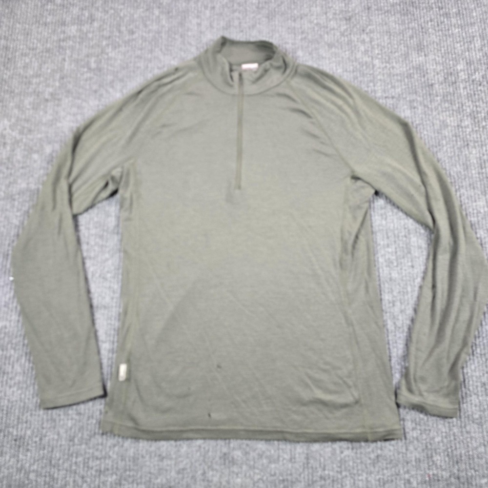 Icebreaker Bodyfit Basics 200 Shirt Mens XL Green Merino Wool 1/4 Zip Baselayer